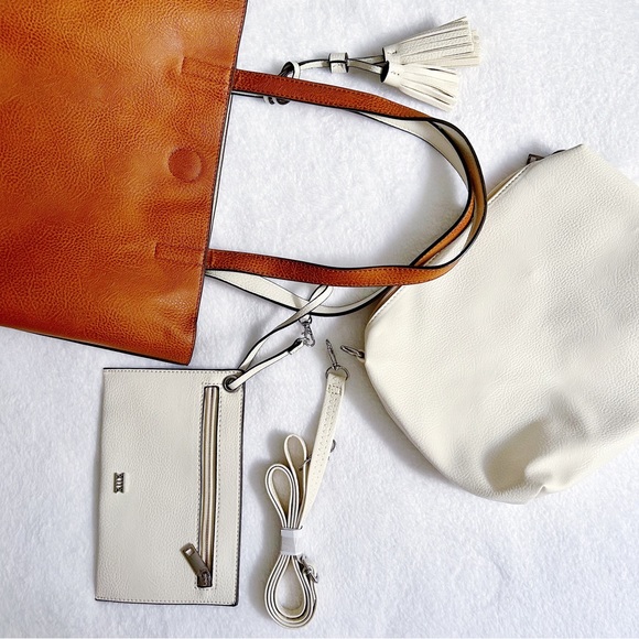 Faux Leather Small Shoulder Tote Bag Brown - Picture 3 of 9